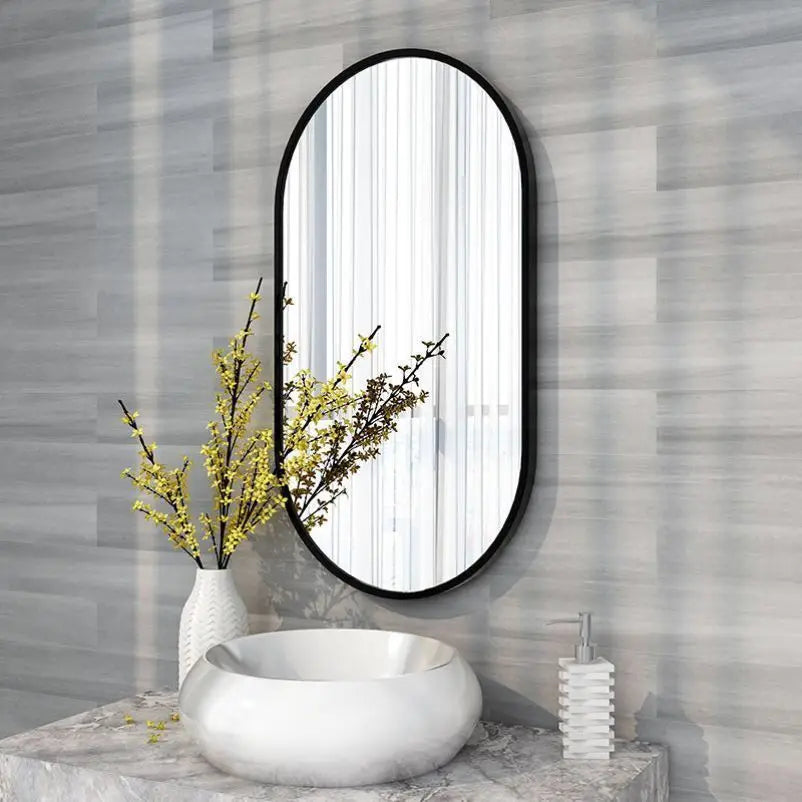 Modern Oval Black Bathroom Mirror
