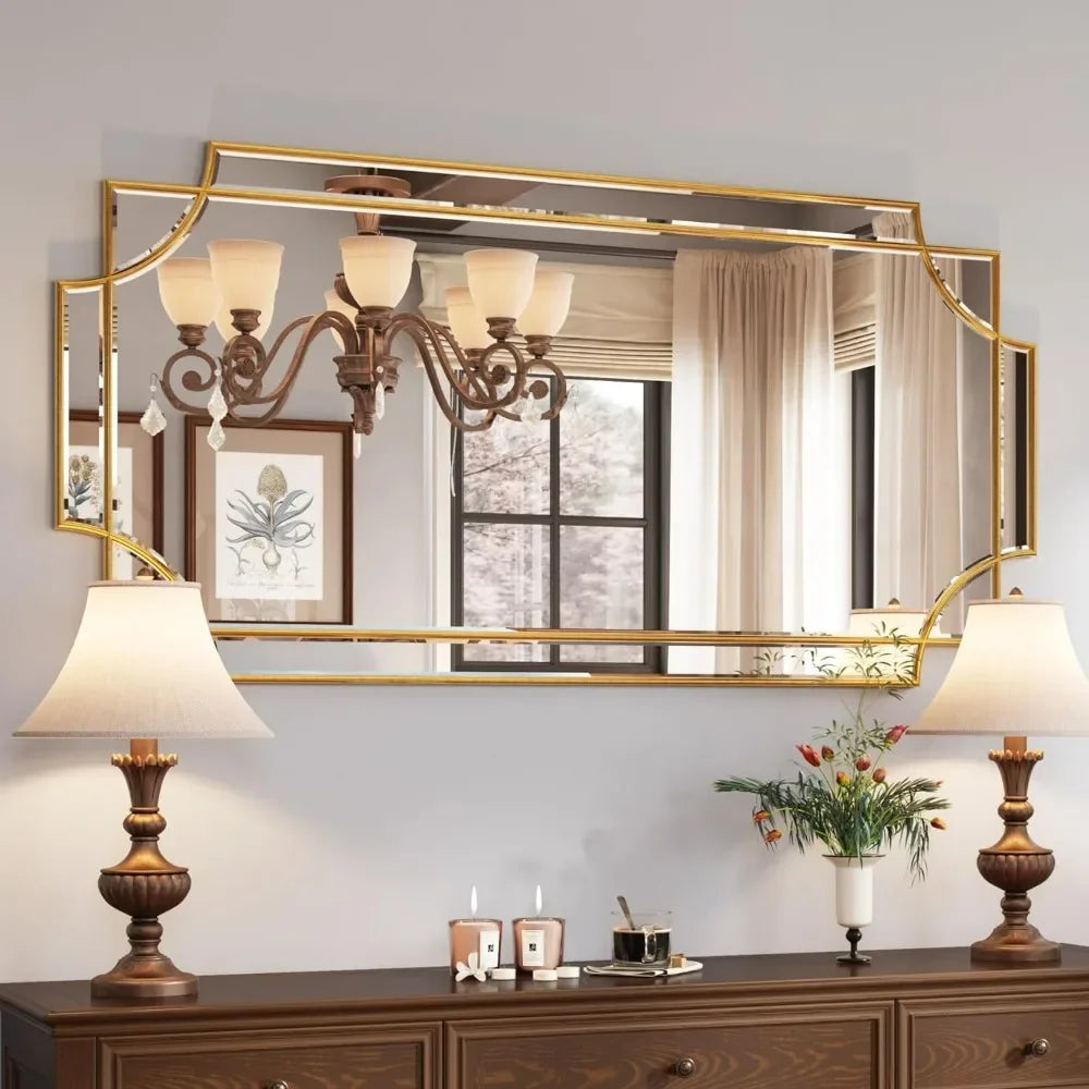 Decorative Mirror with Gold Accents