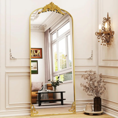 Elegant Gold Arched Full-Length Mirror
