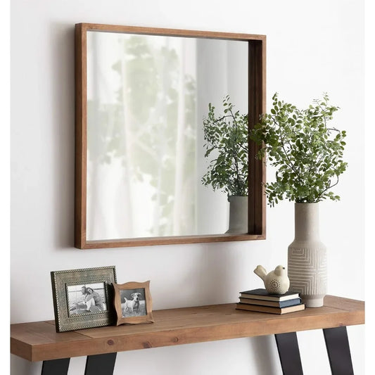 Rustic Wood Square Mirror