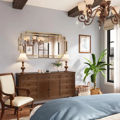 Decorative Mirror with Gold Accents