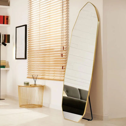 Minimalist Gold-Edged Standing Mirror