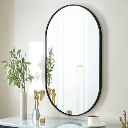 Modern Oval Black Bathroom Mirror
