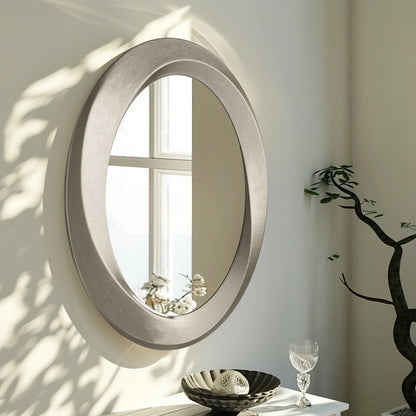 Oval Wall Mirror with Beveled Edge