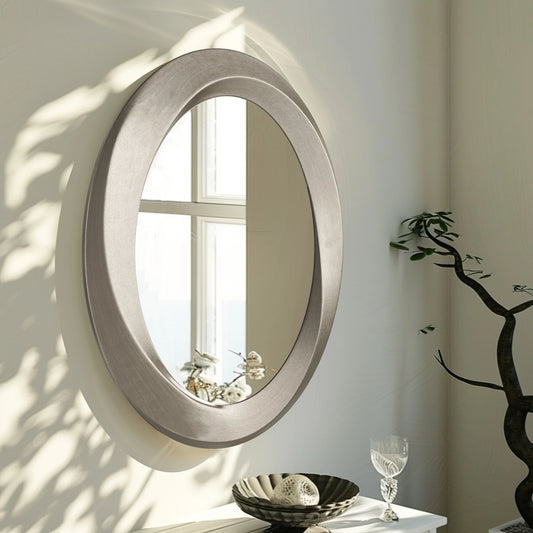 Oval Wall Mirror with Beveled Edge