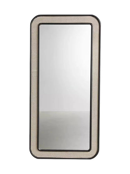 Modern Rattan Floor Mirror