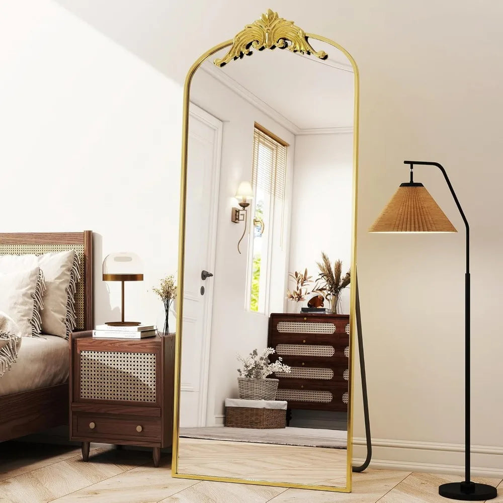 Elegant Gold Arched Full-Length Mirror