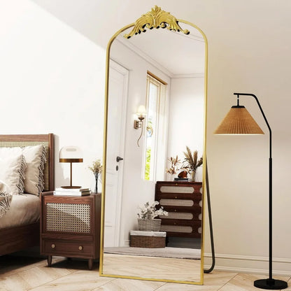 Elegant Gold Arched Full-Length Mirror