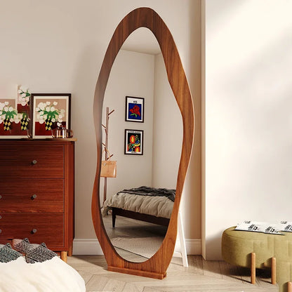 Organic Wood-Framed Irregular Mirror