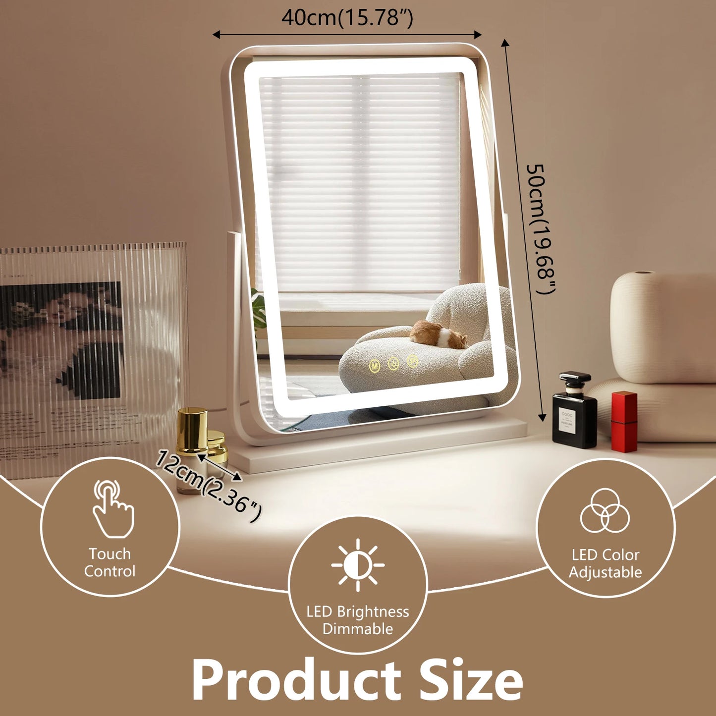 LED Vanity Mirror with Touch Controls