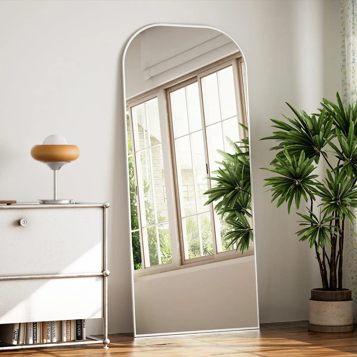 Wooden Full-Length Mirror with Gold Accents