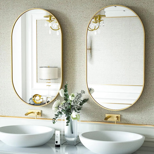 Gold Frame Oval Bathroom Mirror