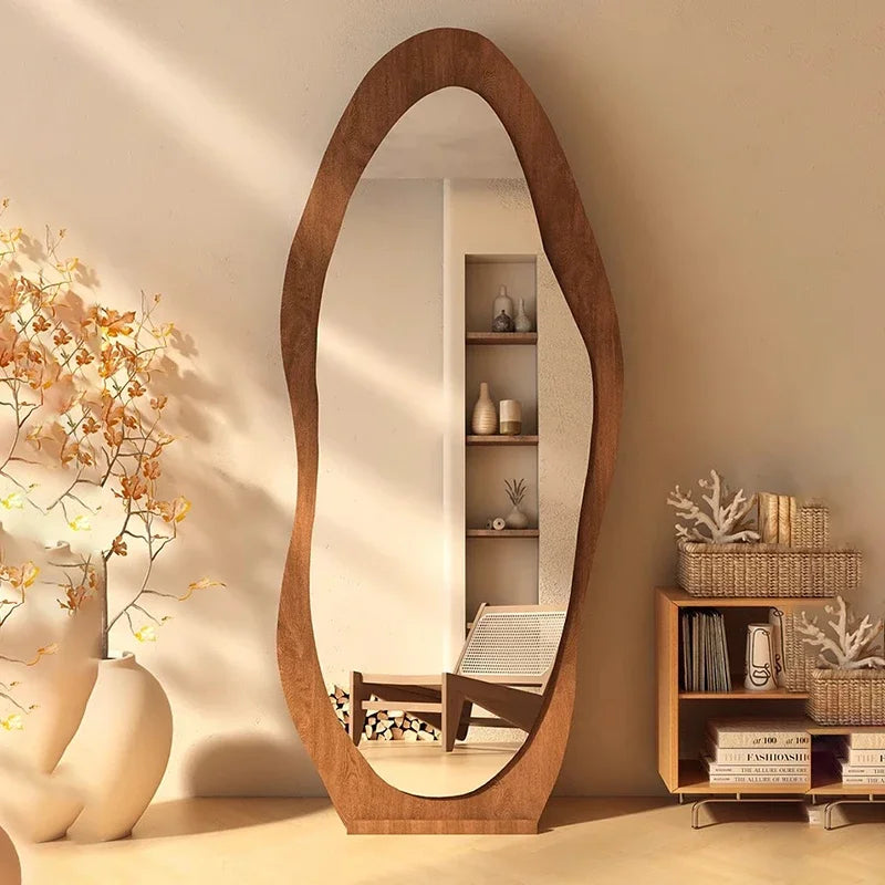 Organic Wood-Framed Irregular Mirror