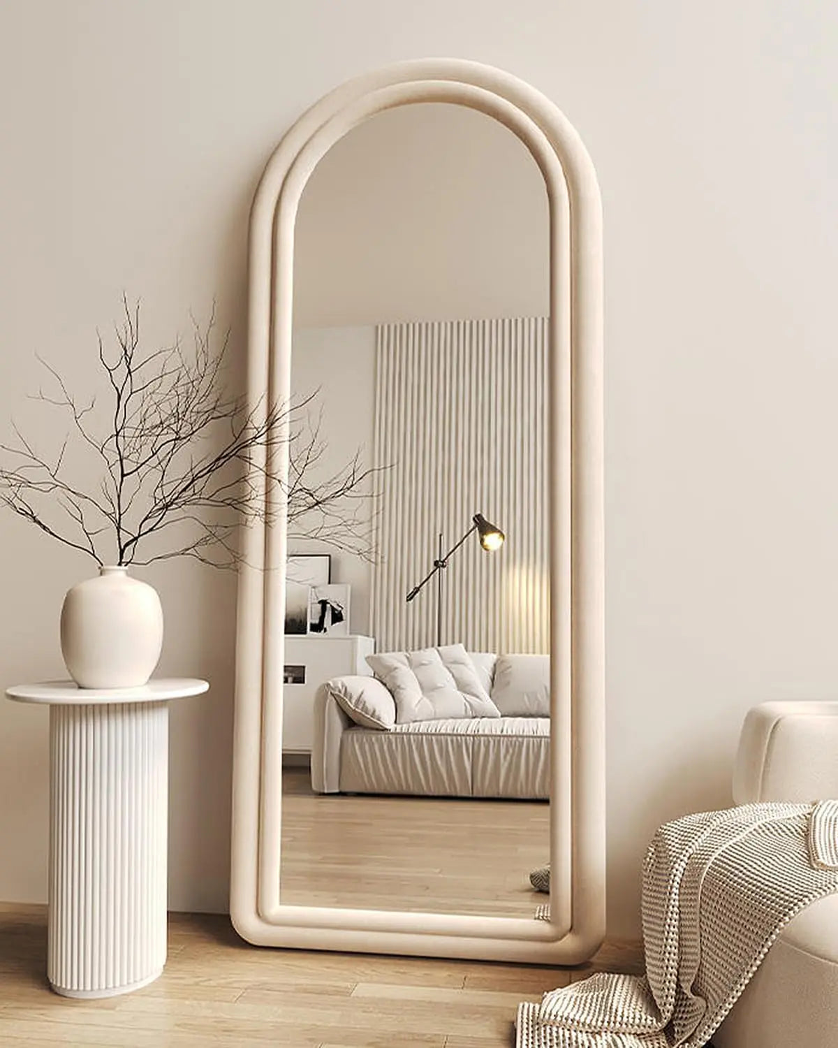 Floor Mirror with Arched Frame