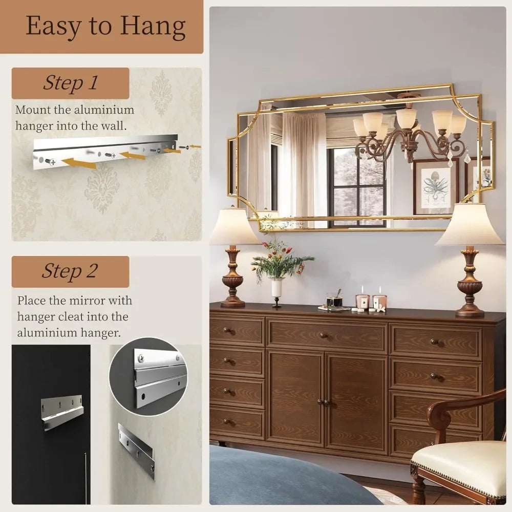 Decorative Mirror with Gold Accents