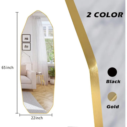 Minimalist Gold-Edged Standing Mirror