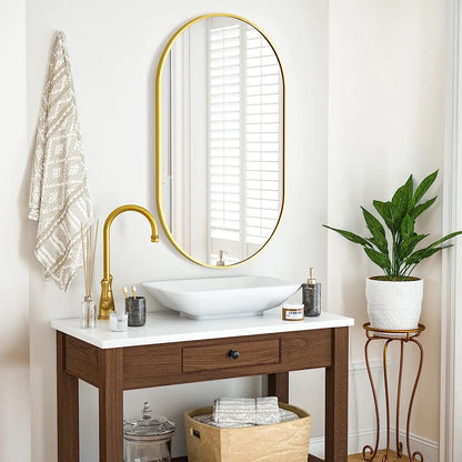 Gold Frame Oval Bathroom Mirror