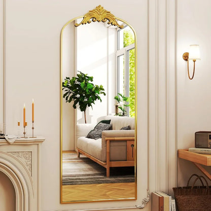 Elegant Gold Arched Full-Length Mirror