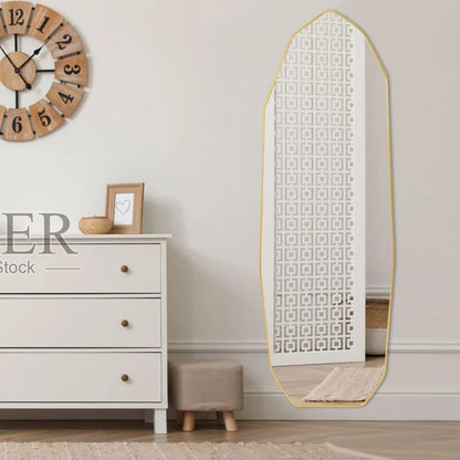 Minimalist Gold-Edged Standing Mirror