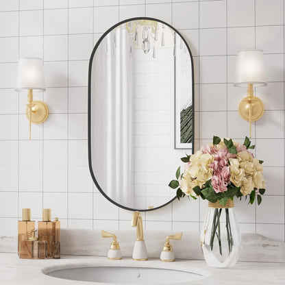 Modern Oval Black Bathroom Mirror