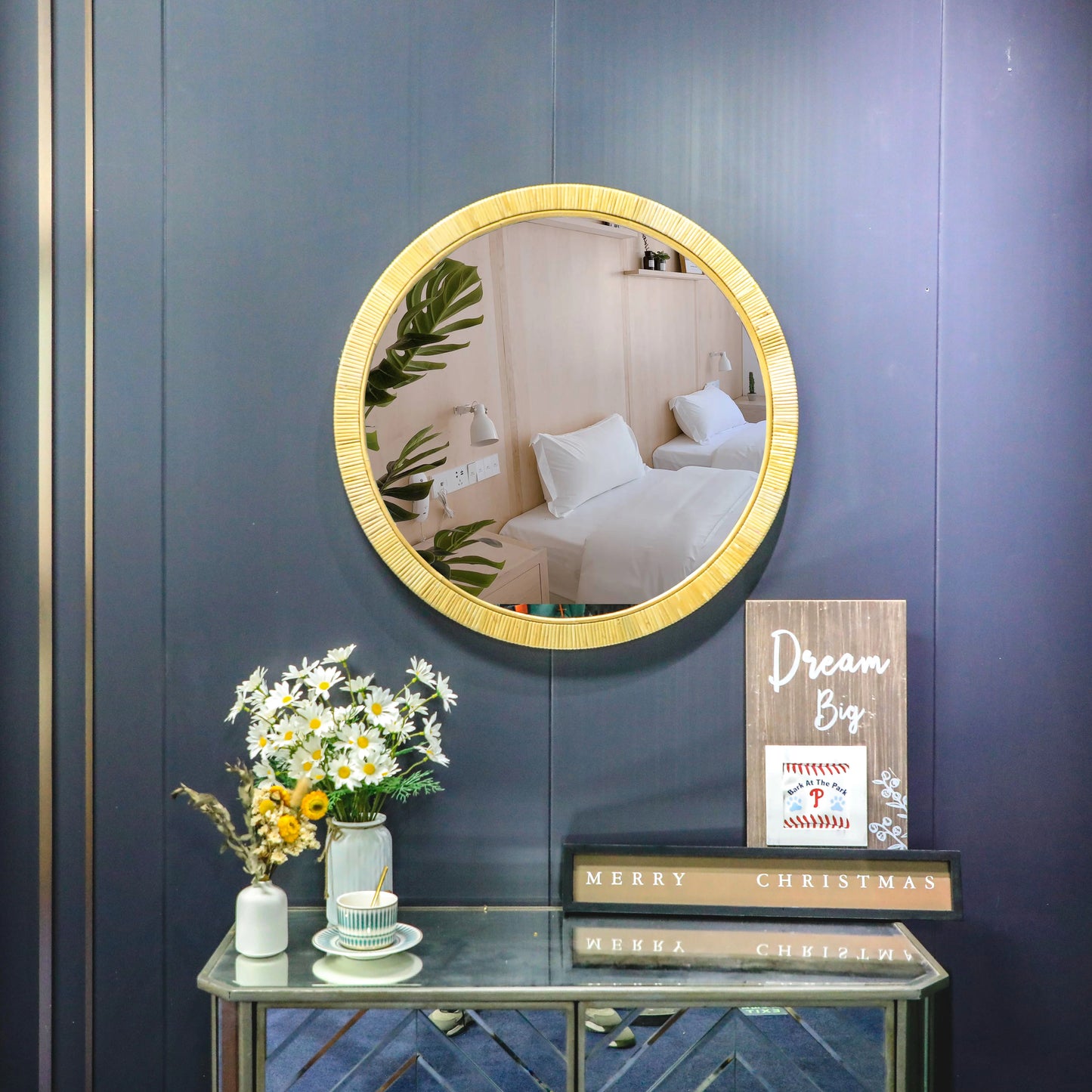 Rattan Round Wall Mirror