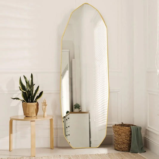 Minimalist Gold-Edged Standing Mirror