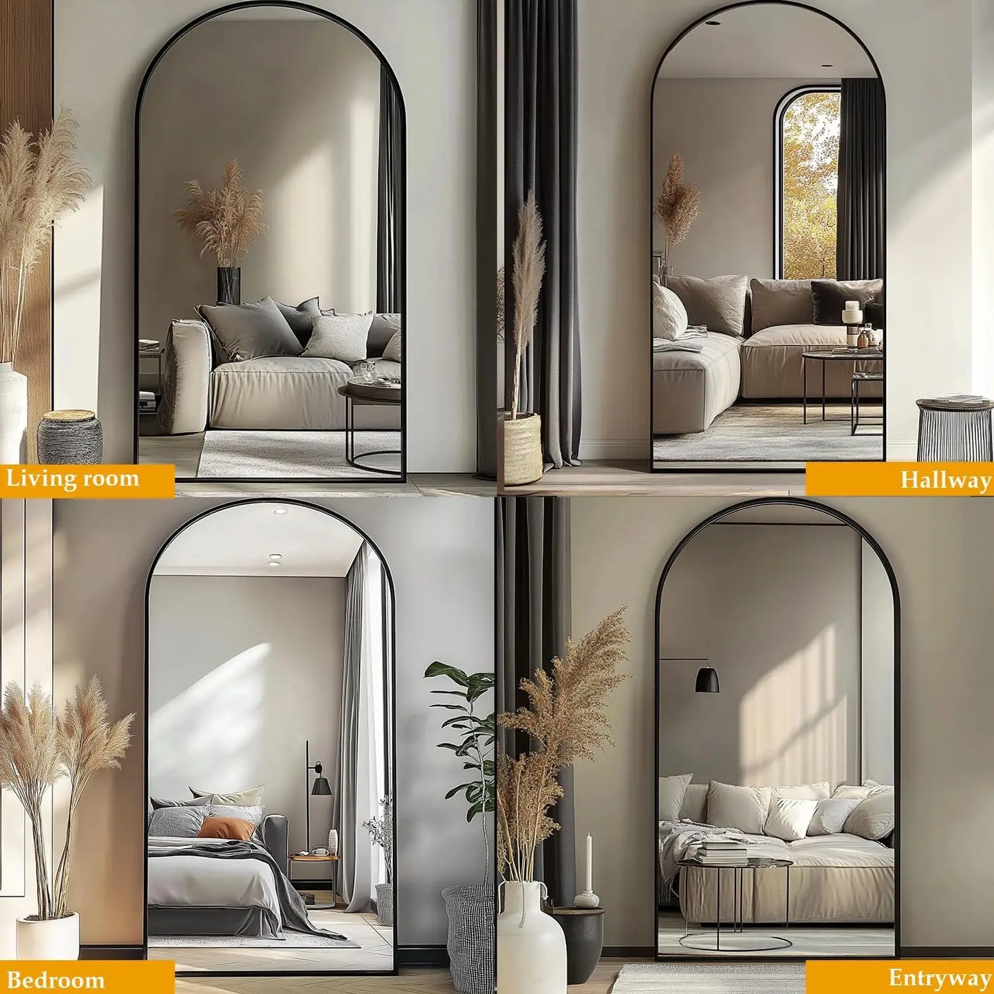 Modern Arched Floor Mirror
