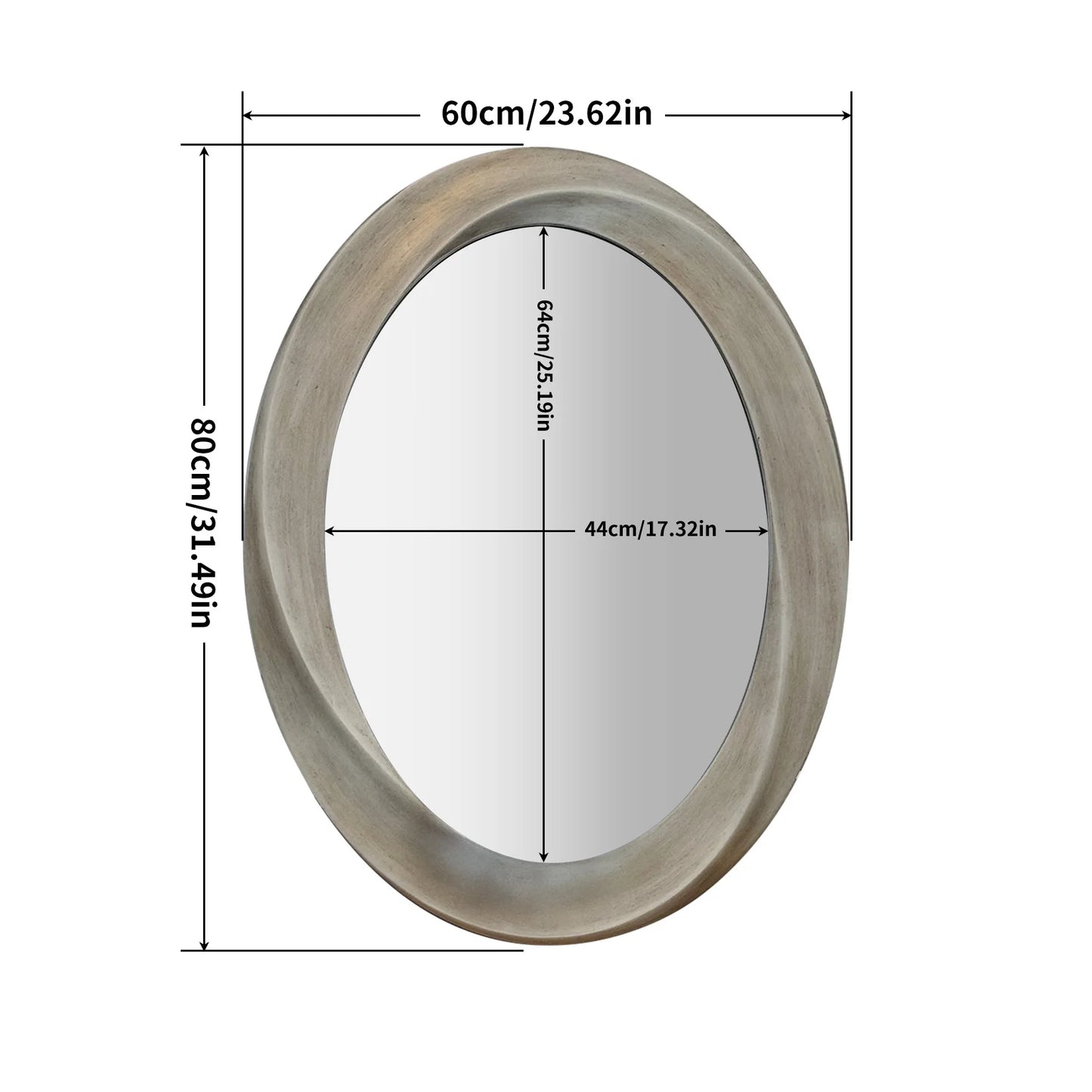 Oval Wall Mirror with Beveled Edge