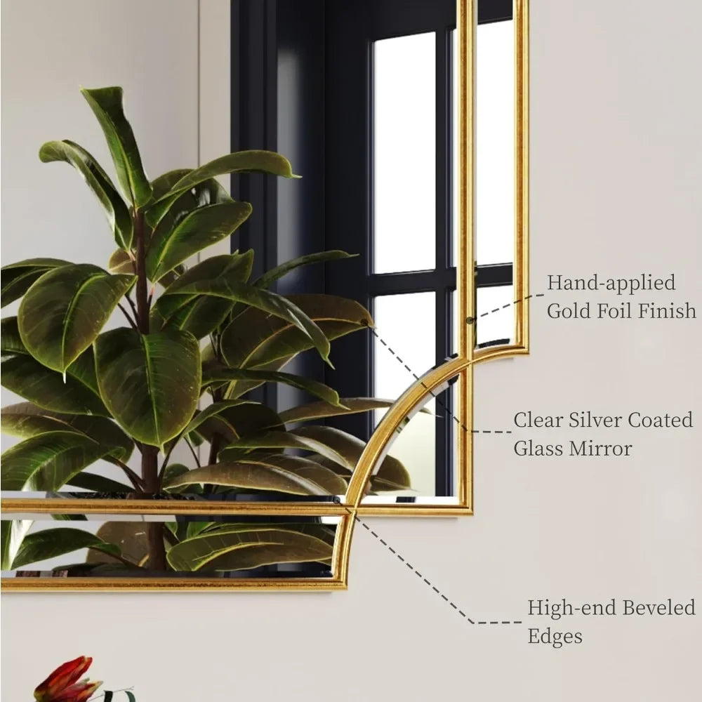 Decorative Mirror with Gold Accents