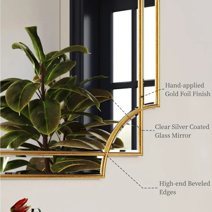 Decorative Mirror with Gold Accents