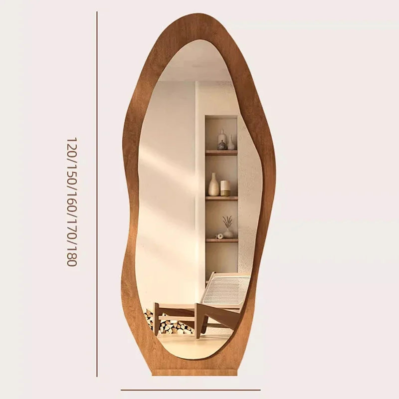 Organic Wood-Framed Irregular Mirror