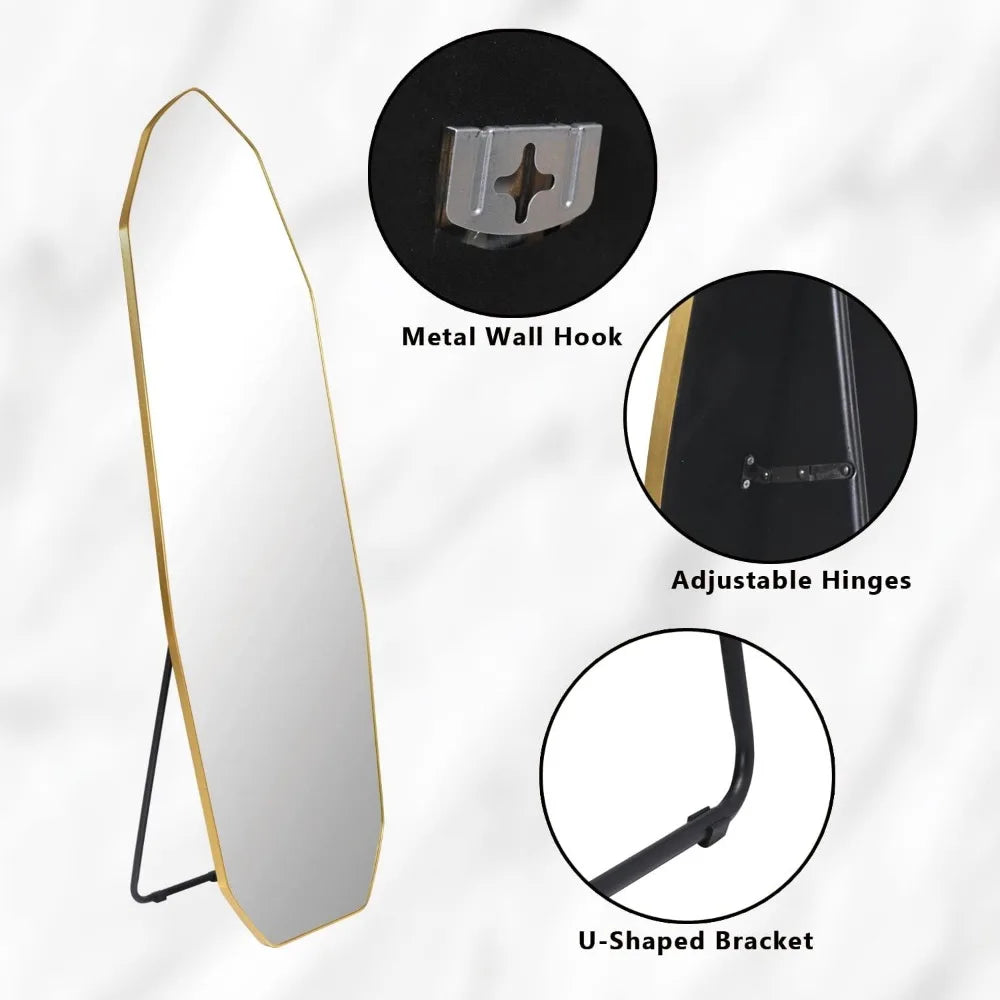 Minimalist Gold-Edged Standing Mirror