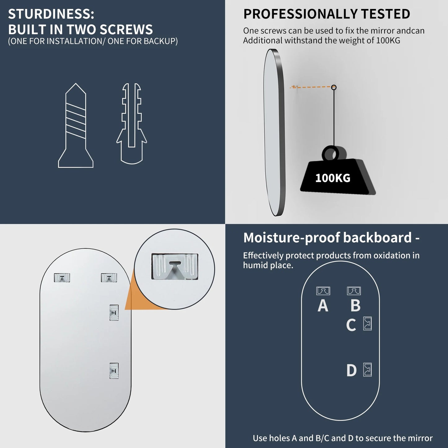 Modern Oval Black Bathroom Mirror