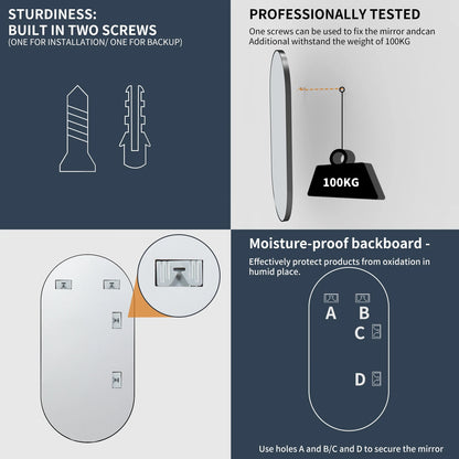 Modern Oval Black Bathroom Mirror