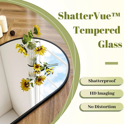 Sleek Black Frame Arch Bathroom Mirror