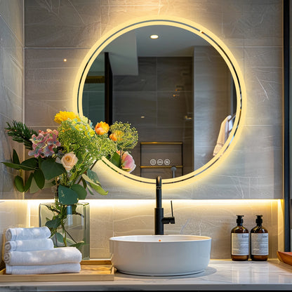 Round Bathroom Mirror with LED Light