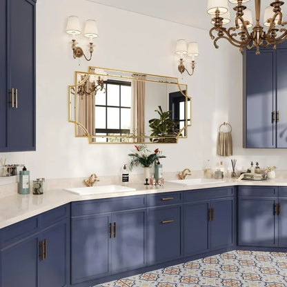 Decorative Mirror with Gold Accents