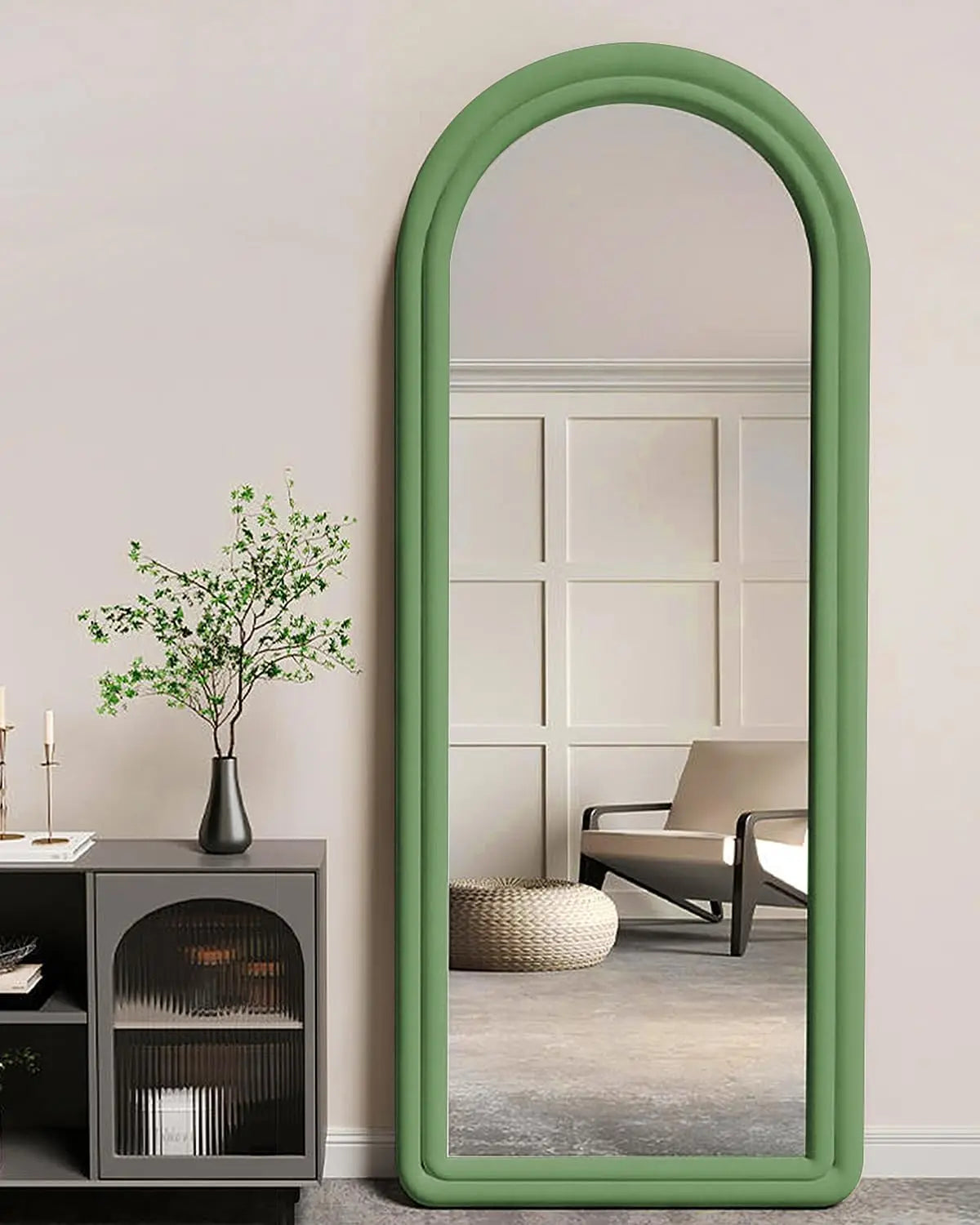 Floor Mirror with Arched Frame