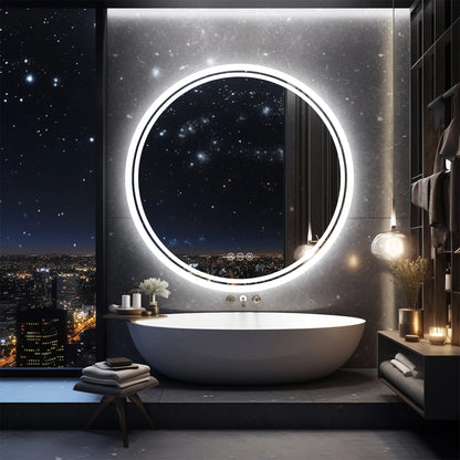Round Bathroom Mirror with LED Light