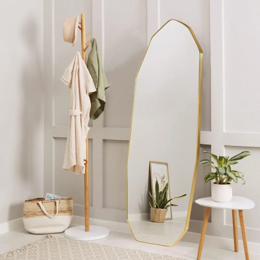 Minimalist Gold-Edged Standing Mirror