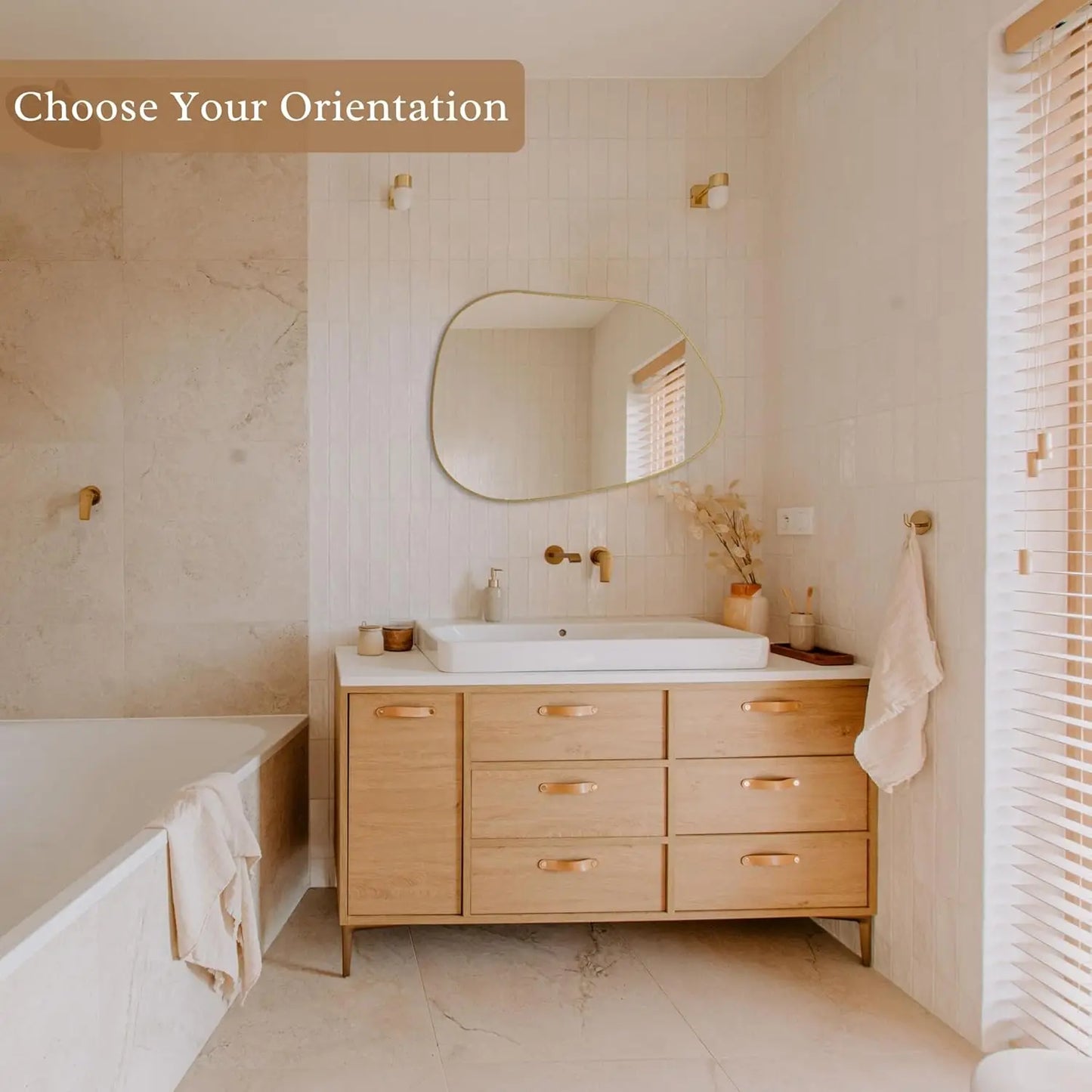 Golden Wood Framed Wall Mirror