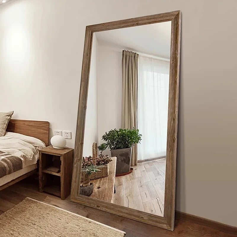 Rustic Wooden Frame Full-Length Mirror